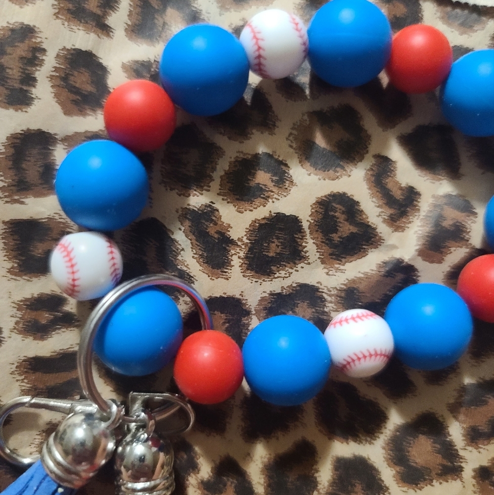 Baseball keychain wristlet